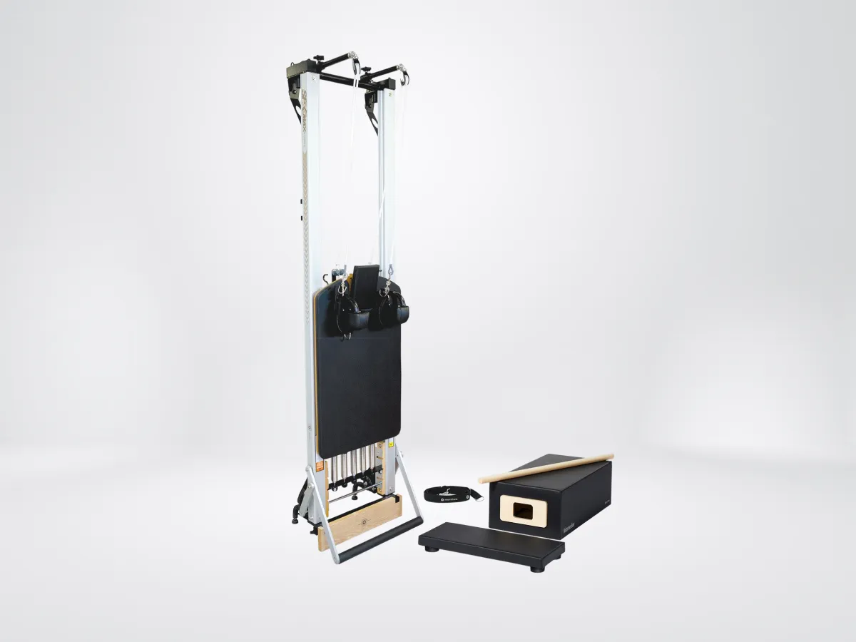 Merrithew Pilates SPX Max Reformer in Jet Black/Onyx with Vertical Stand Bundle